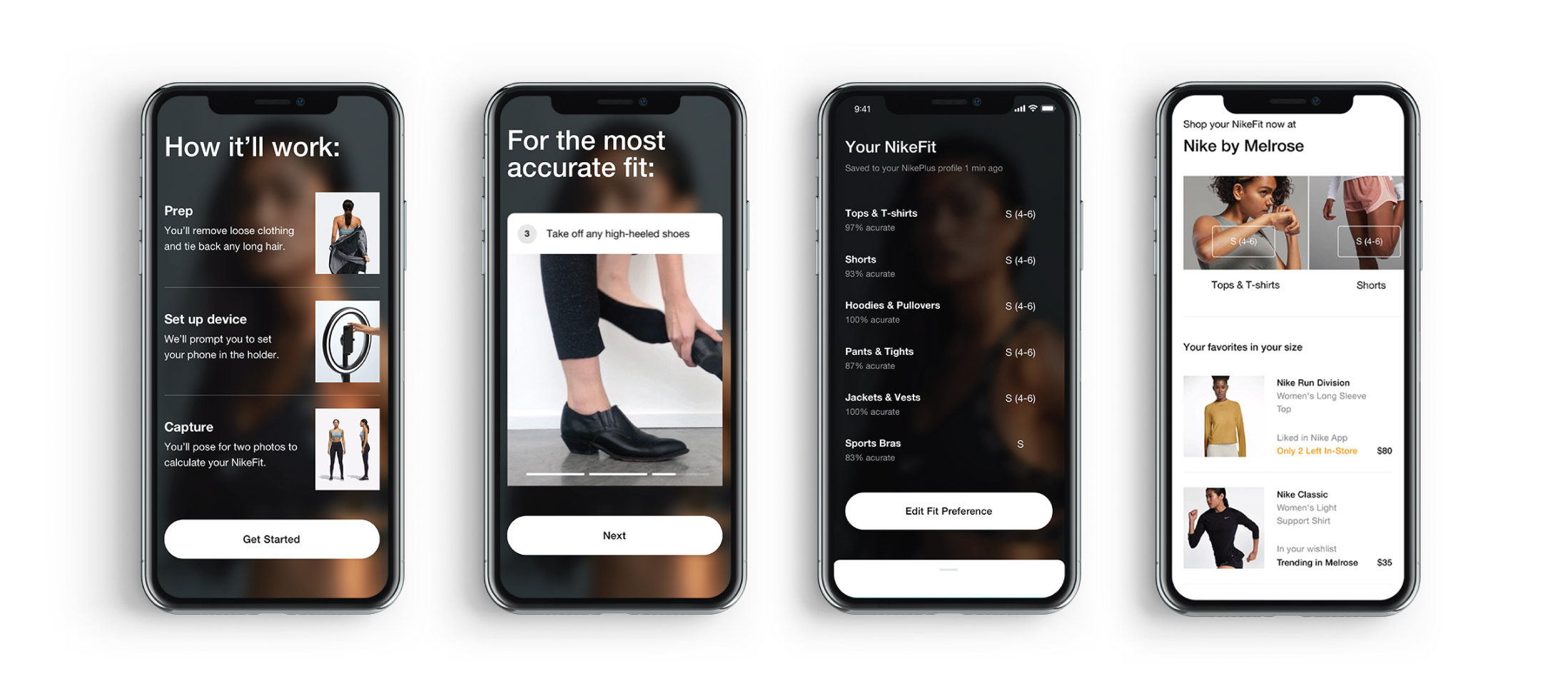Nike Fit App Screens